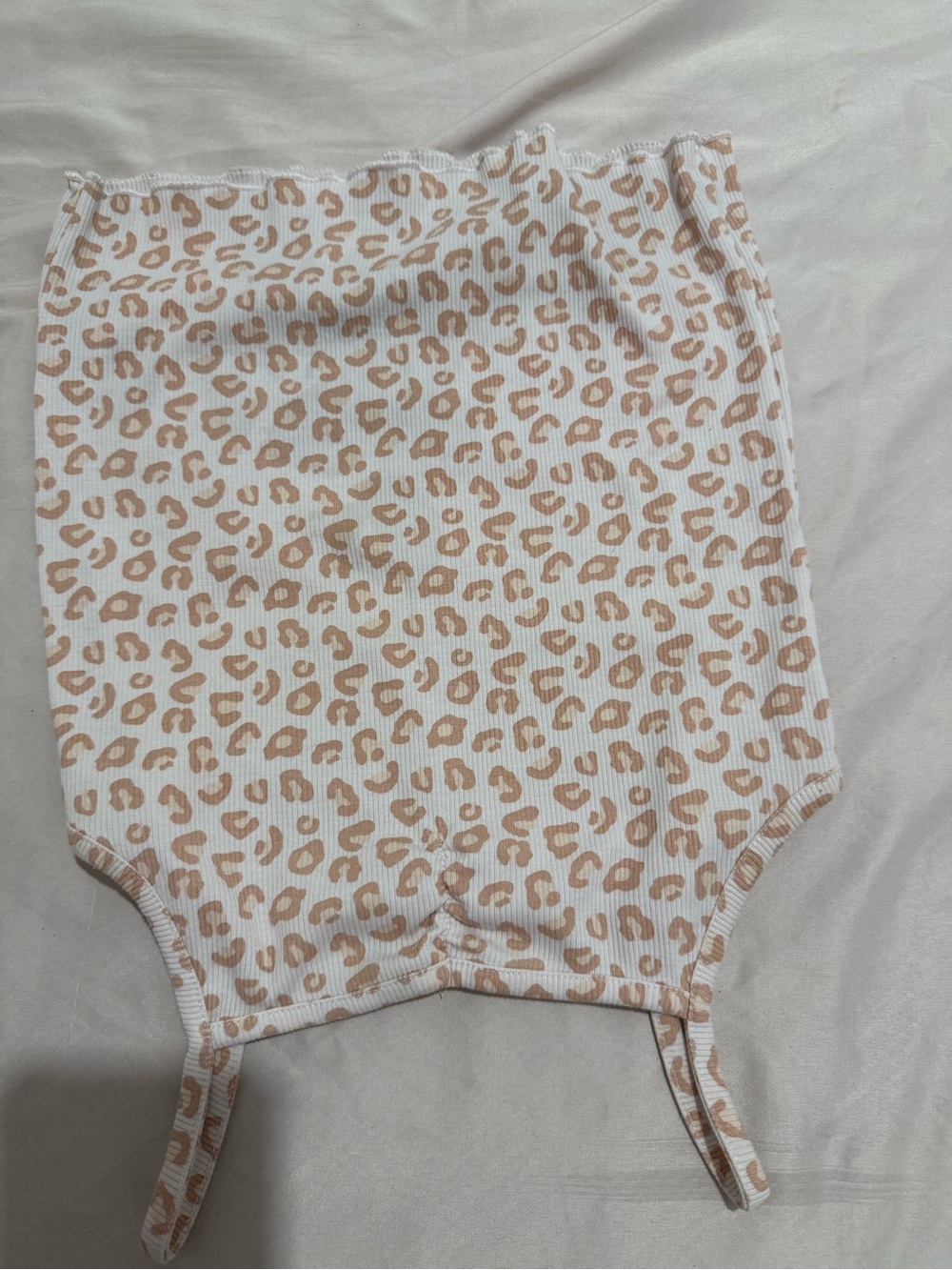 Kids Leopard Print Ribbed Romper in Beige